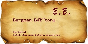 Bergman Bátony névjegykártya